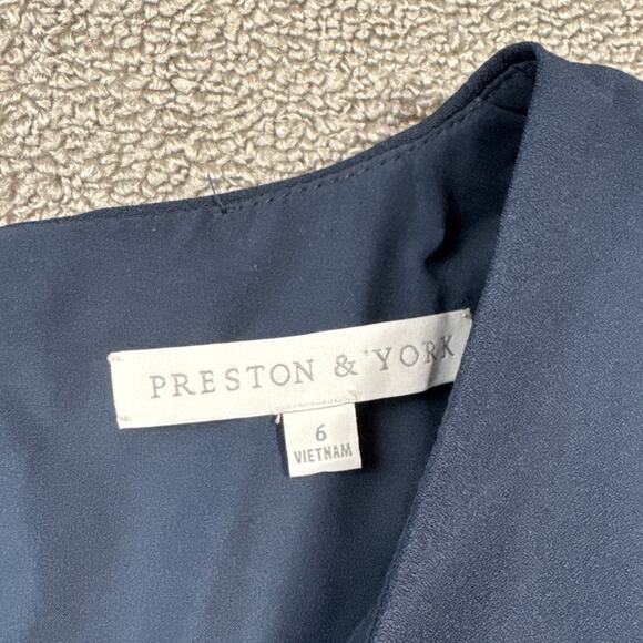 Preston & York Jumpsuit Kayla Tie Belt Classic Cocktail Evening Navy Blue Size 6 - Picture 4 of 10